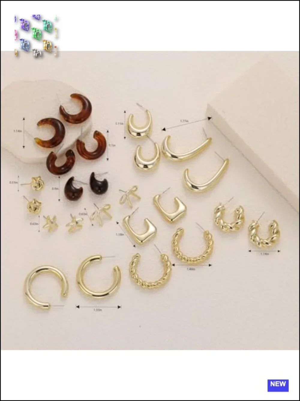 12 Pairs Chunky Gold Plated Hoop Earrings Statement Jewelry Set Lightweight